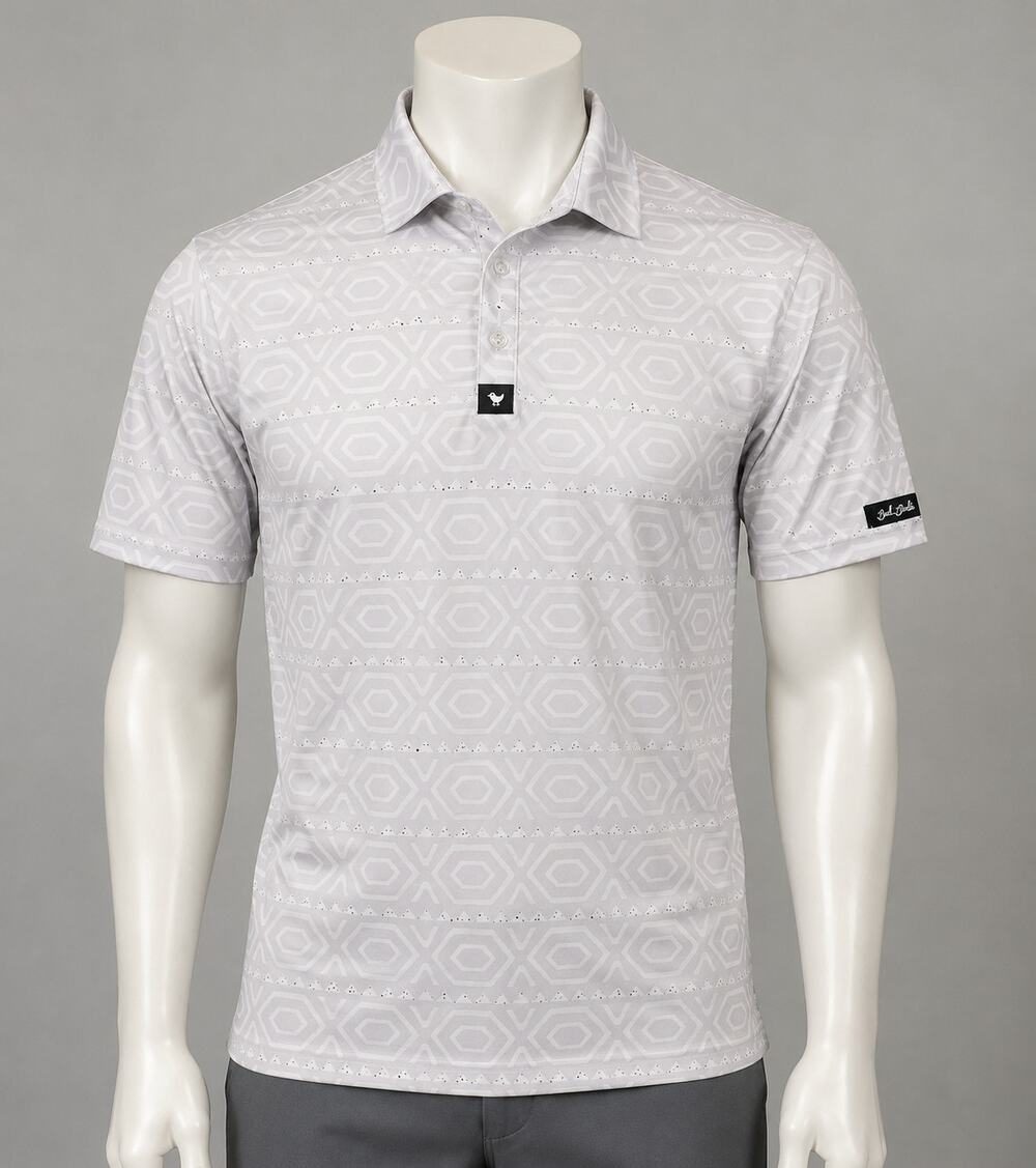 Bad Birdie Golf Polo Shirt Men's Large Gray Geometric Performance Stretch